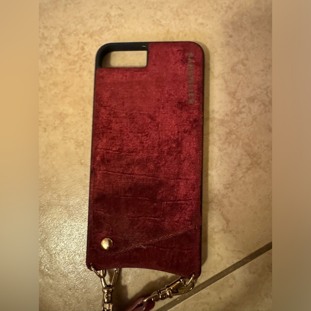 Bandolier IPhone 8Plus Emma Burgundy Velvet adjustable crossbody case